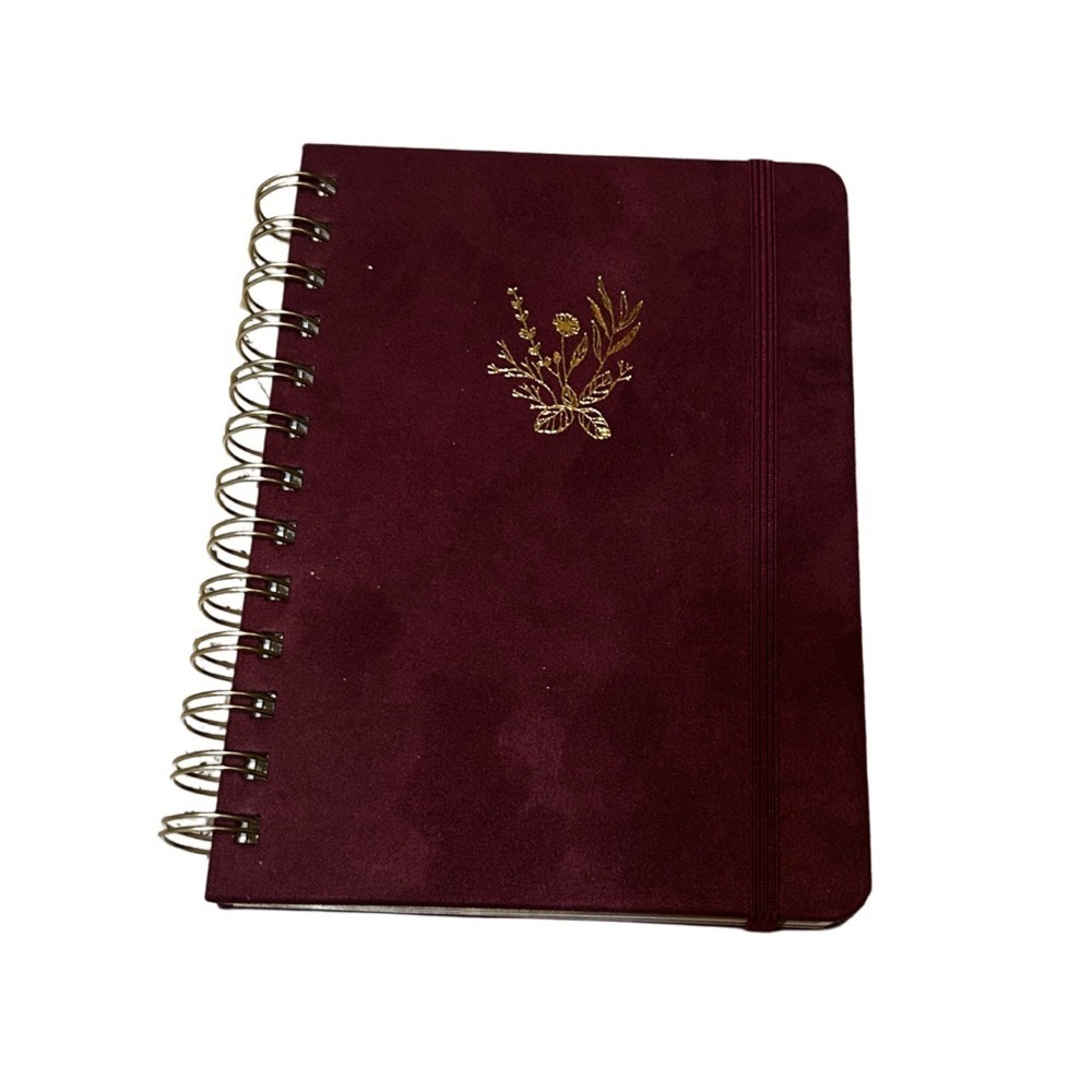 Threshold Burgundy Notebook with Gold Floral Design